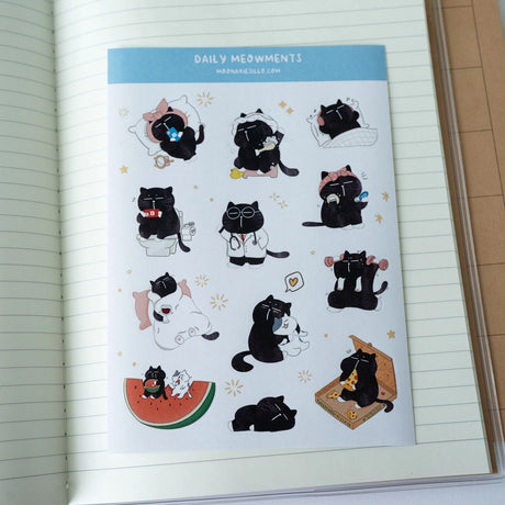 Sticker Sheet - Mocha Cat - Daily Meowments - 1 - CutieSquad - Tidformera