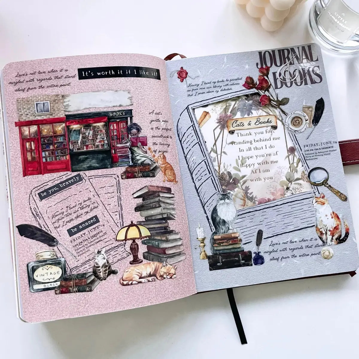 Sticker Washi Tape - Pre - cut - Cats and Books - 70 mm - 7 - Washi Tape Shop - Tidformera