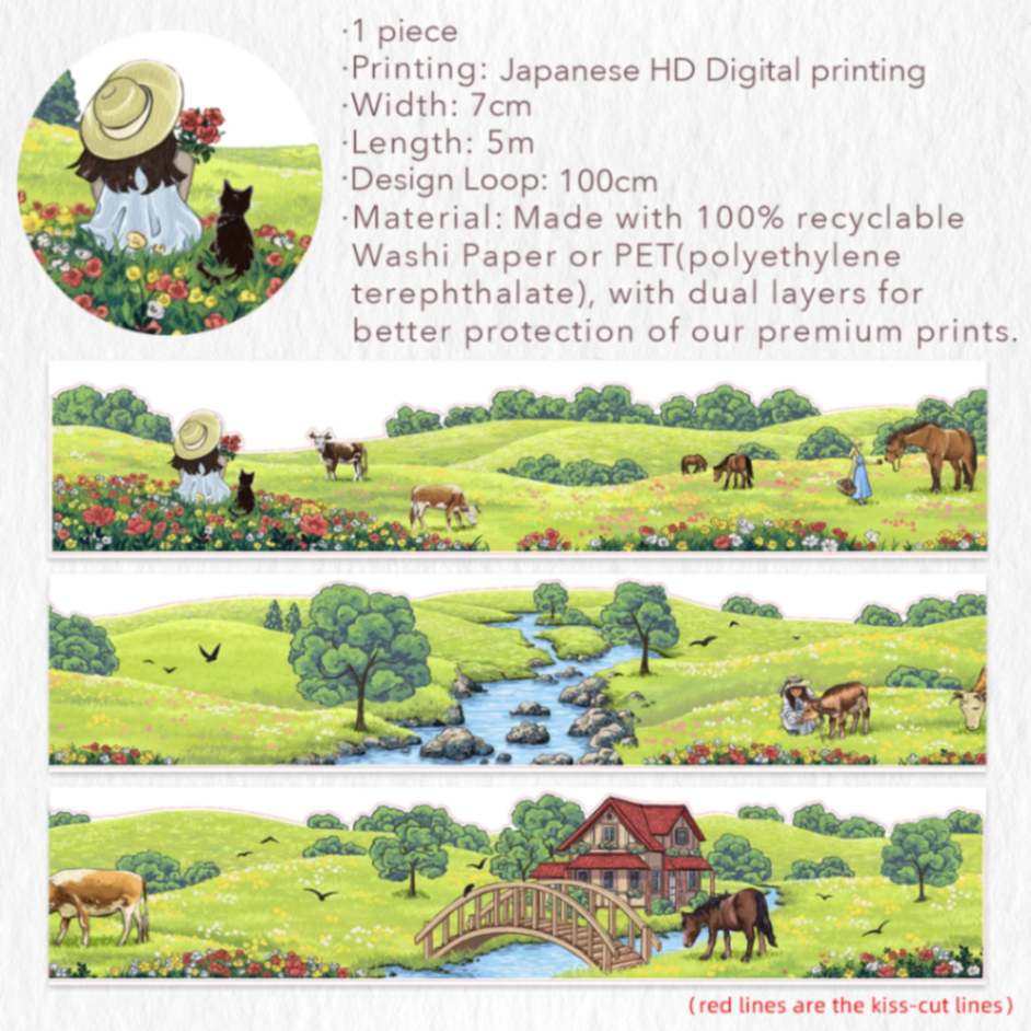 Sticker Washi Tape - Pre - cut - Country Ballad - 70 mm - 5 - Washi Tape Shop - Tidformera