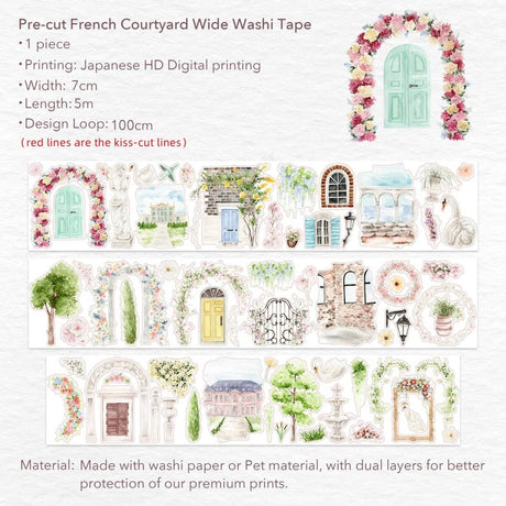 Sticker Washi Tape - Pre - cut - French Courtyard - 70 mm - 9 - Washi Tape Shop - Tidformera