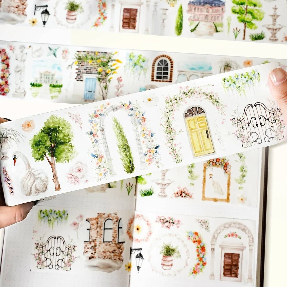 Sticker Washi Tape - Pre - cut - French Courtyard - 70 mm - 1 - Washi Tape Shop - Tidformera