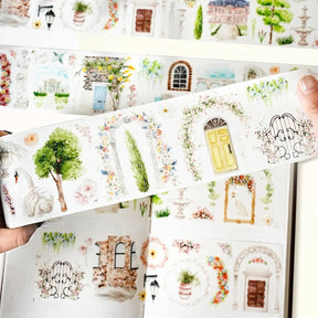 Sticker Washi Tape - Pre - cut - French Courtyard - 70 mm - 1 - Washi Tape Shop - Tidformera