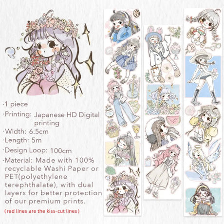 Sticker Washi Tape - Pre - cut - Honey Sprout - 65 mm - 5 - Washi Tape Shop - Tidformera