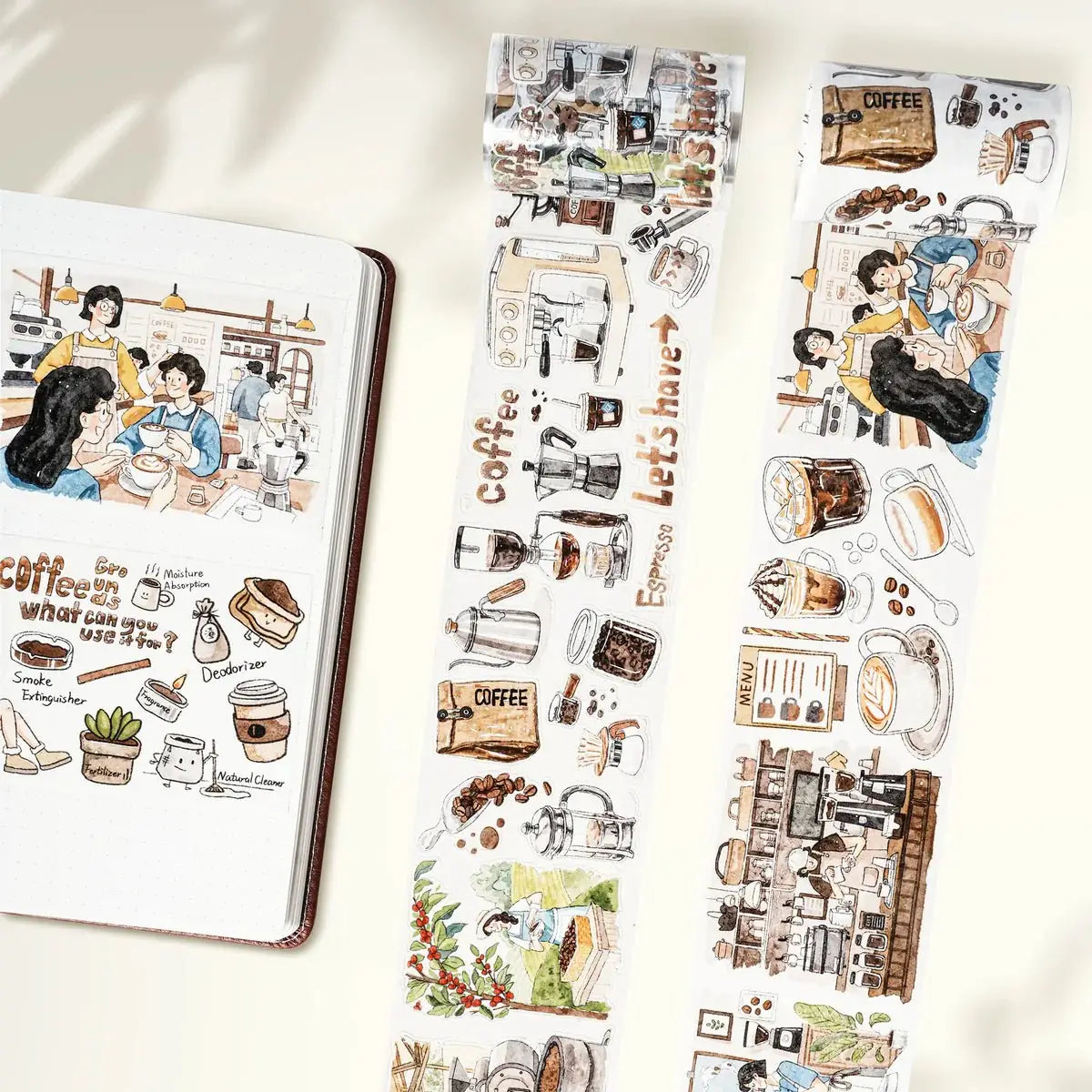 Sticker Washi Tape - Pre - cut - Life of Coffee - 70 mm - 3 - Washi Tape Shop - Tidformera