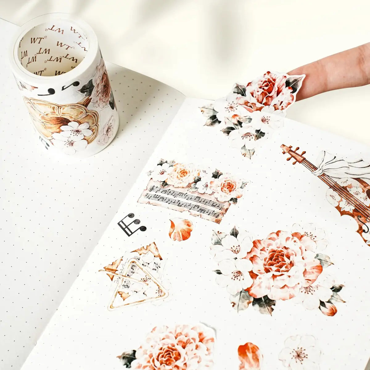 Sticker Washi Tape - Pre - cut - Rose Sonata - 60 mm - 2 - Washi Tape Shop - Tidformera