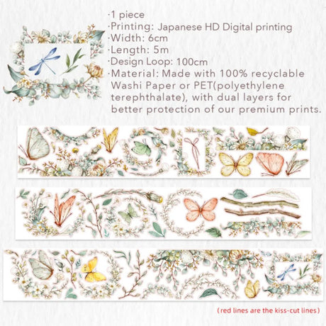 Sticker Washi Tape - Pre - cut - Zephyr Bloom - 60 mm - 5 - Washi Tape Shop - Tidformera