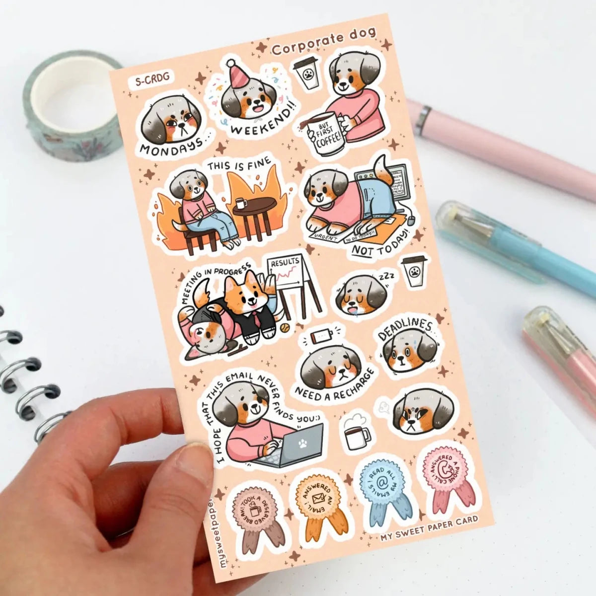 Stickers - Corporate Dog - 2 - My Sweet Paper Card - Tidformera