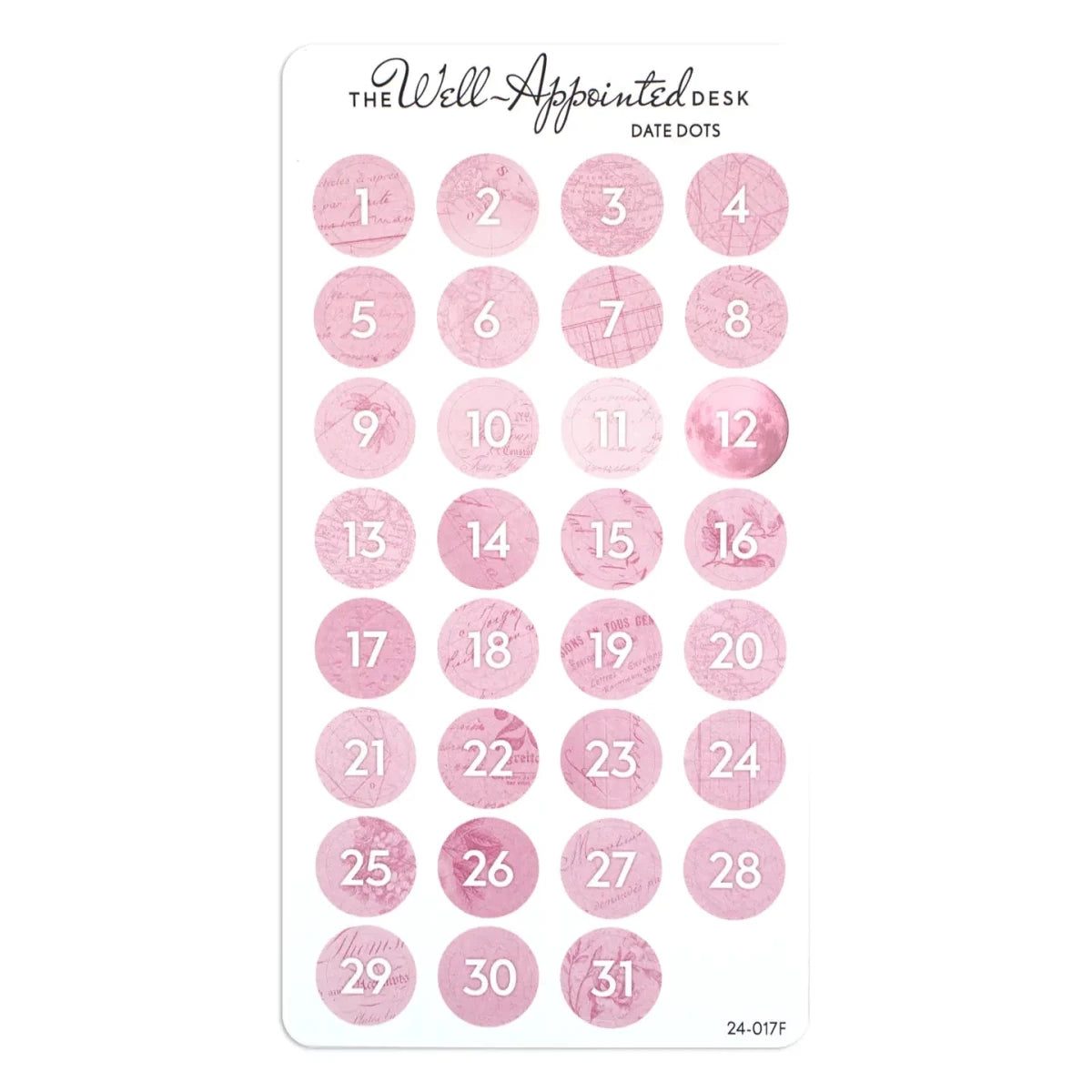 Stickers - Date Dots - Pink - 1 - The Well-Appointed Desk - Tidformera
