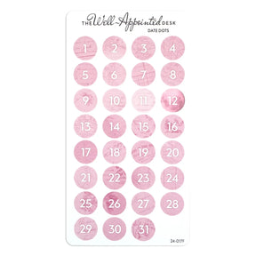 Stickers - Date Dots - Pink - 1 - The Well-Appointed Desk - Tidformera