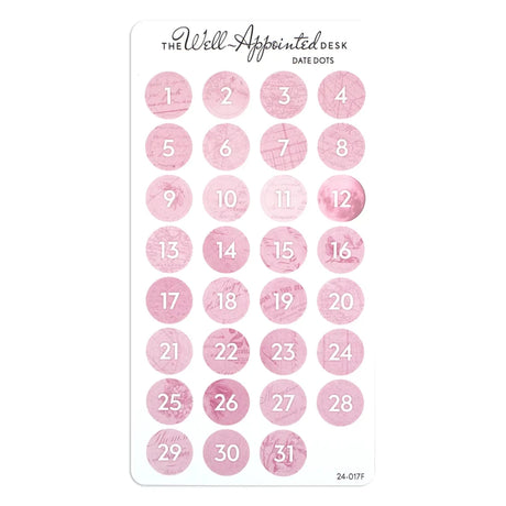 Stickers - Date Dots - Pink - 1 - The Well-Appointed Desk - Tidformera