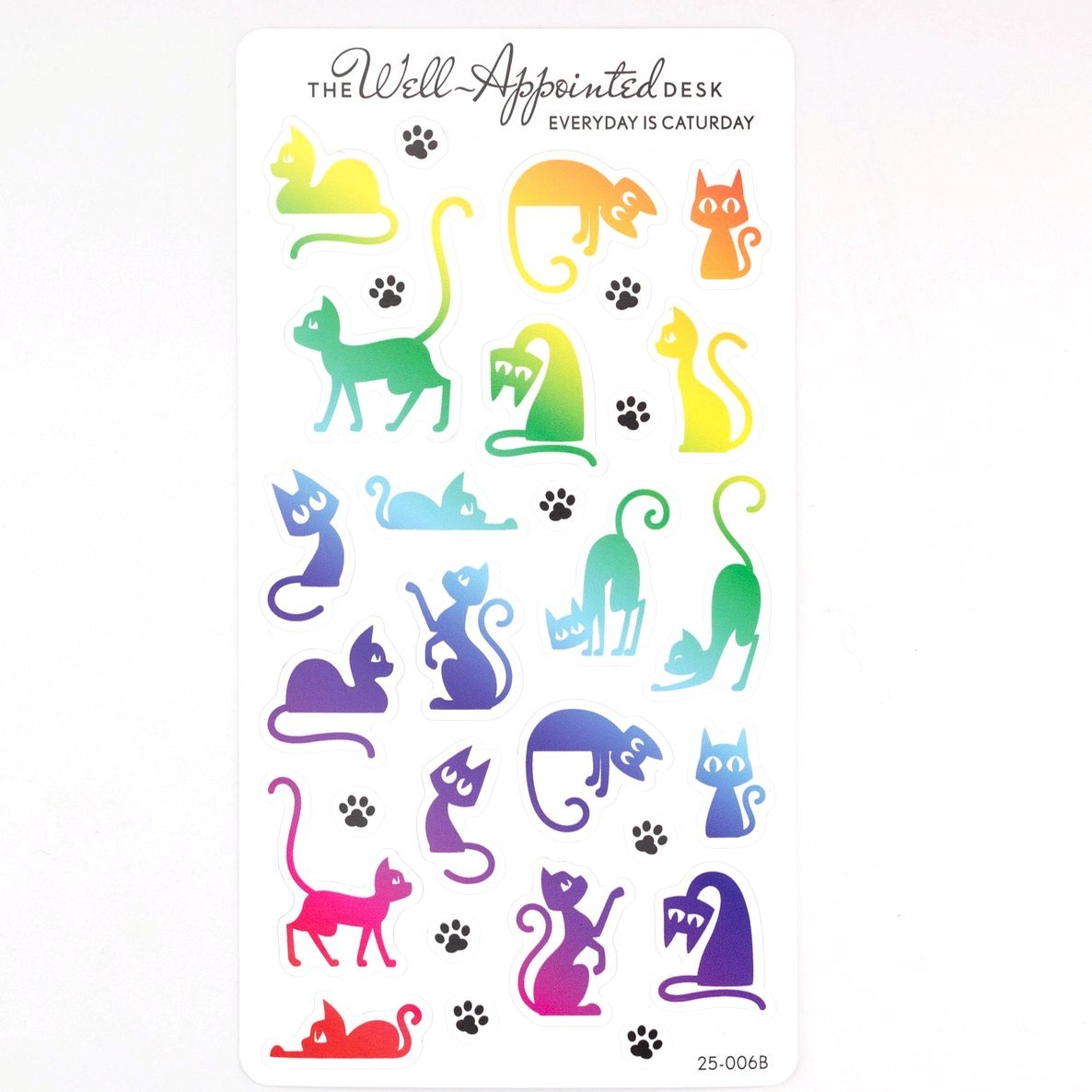 Stickers - Everyday Is Caturday - Rainbow - 1 - The Well-Appointed Desk - Tidformera