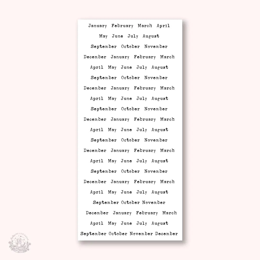 Stickers Kalender - Monthly - Small Typewriter - 1 - Hello Petite Paper - Tidformera