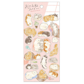 Stickers Ohirune family sticker - Nekozaki - san family från Mind Wave. Ark med klistermärken med katter på - Tidformera