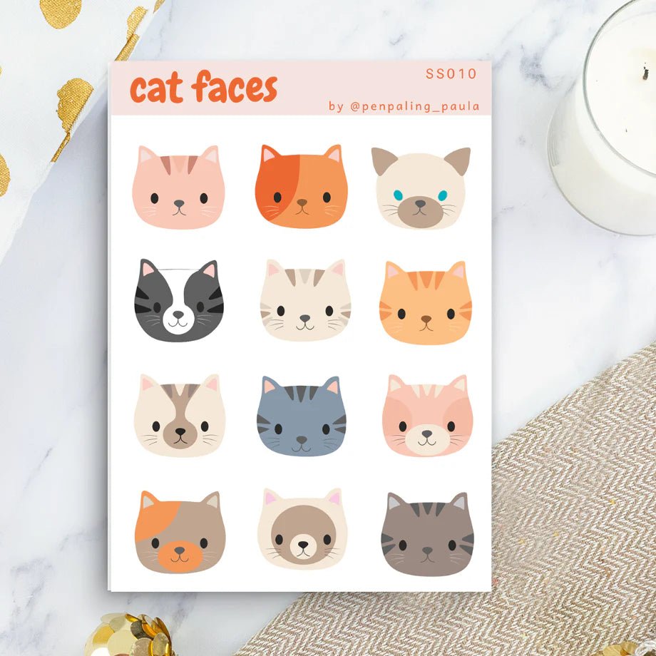 Stickers - Penpaling Paula - Cat faces - 1 - Penpaling Paula - Tidformera