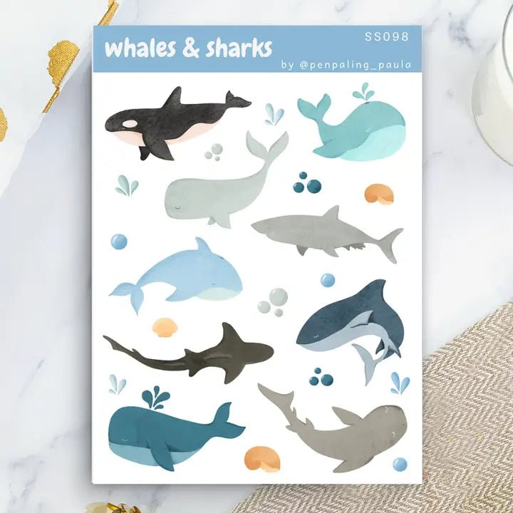 Stickers - Penpaling Paula - Whales & Sharks - 1 - Penpaling Paula - Tidformera