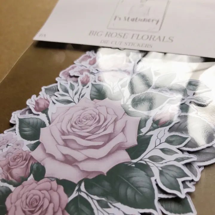 Stickers - T's Stationery - Big Rose Florals - 3 - T's Stationery - Tidformera
