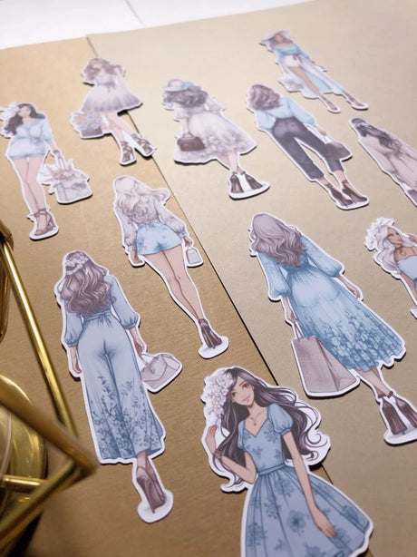 Stickers - T's Stationery - Blue Spring Girls - 2 - T's Stationery - Tidformera