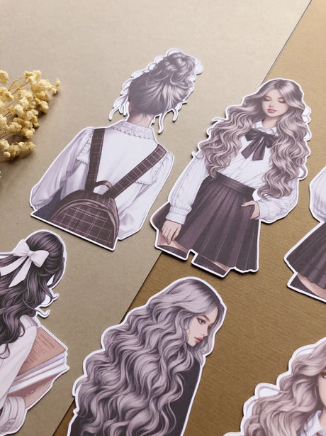 Stickers - T's Stationery - Light Academia Girls - 4 - T's Stationery - Tidformera
