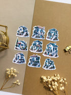 Stickers - T's Stationery - Tiny Greek House - 1 - T's Stationery - Tidformera