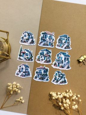 Stickers - T's Stationery - Tiny Greek House - 1 - T's Stationery - Tidformera