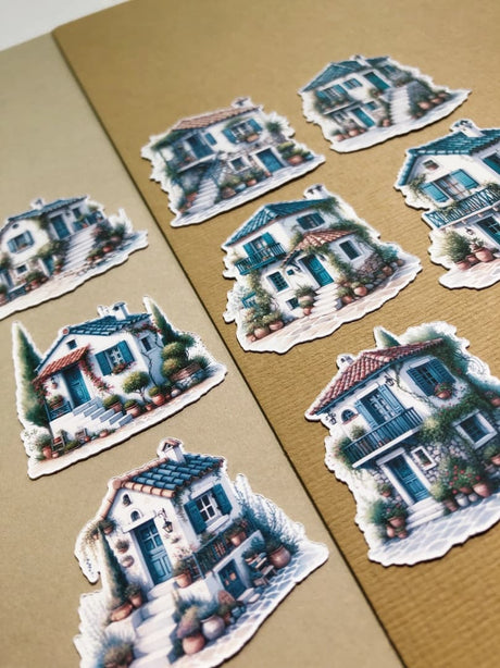 Stickers - T's Stationery - Tiny Greek House - 3 - T's Stationery - Tidformera
