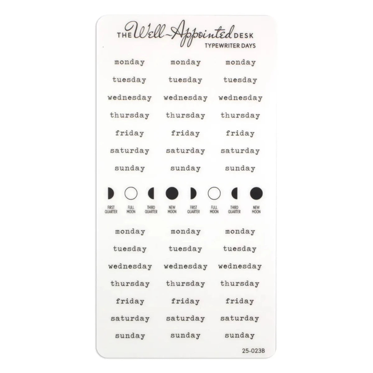 Stickers - Typewriter Days Weekly - Black - 1 - The Well-Appointed Desk - Tidformera