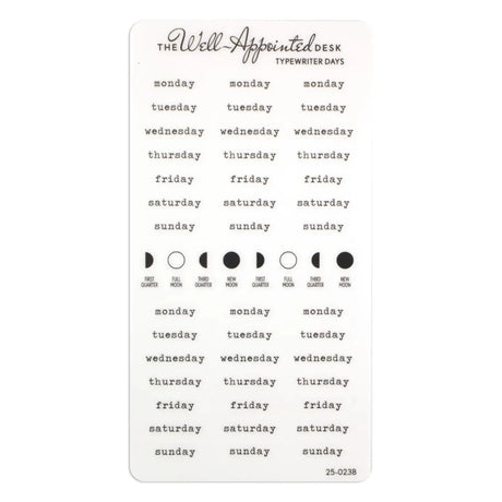 Stickers - Typewriter Days Weekly - Black - 1 - The Well-Appointed Desk - Tidformera