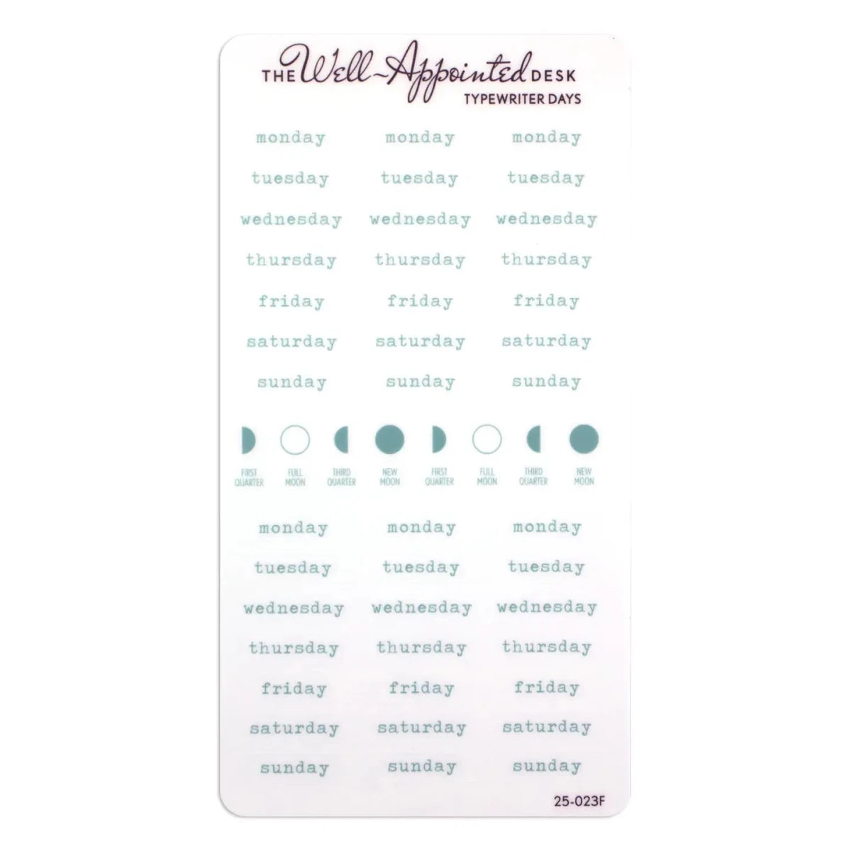 Stickers - Typewriter Days Weekly - Blue - 1 - The Well-Appointed Desk - Tidformera