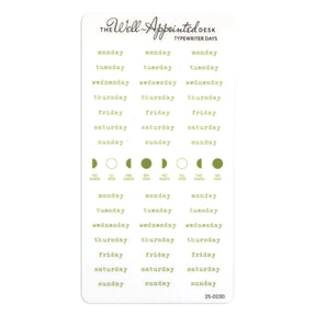 Stickers - Typewriter Days Weekly - Green - 1 - The Well-Appointed Desk - Tidformera