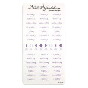 Stickers - Typewriter Days Weekly - Purple - 1 - The Well-Appointed Desk - Tidformera