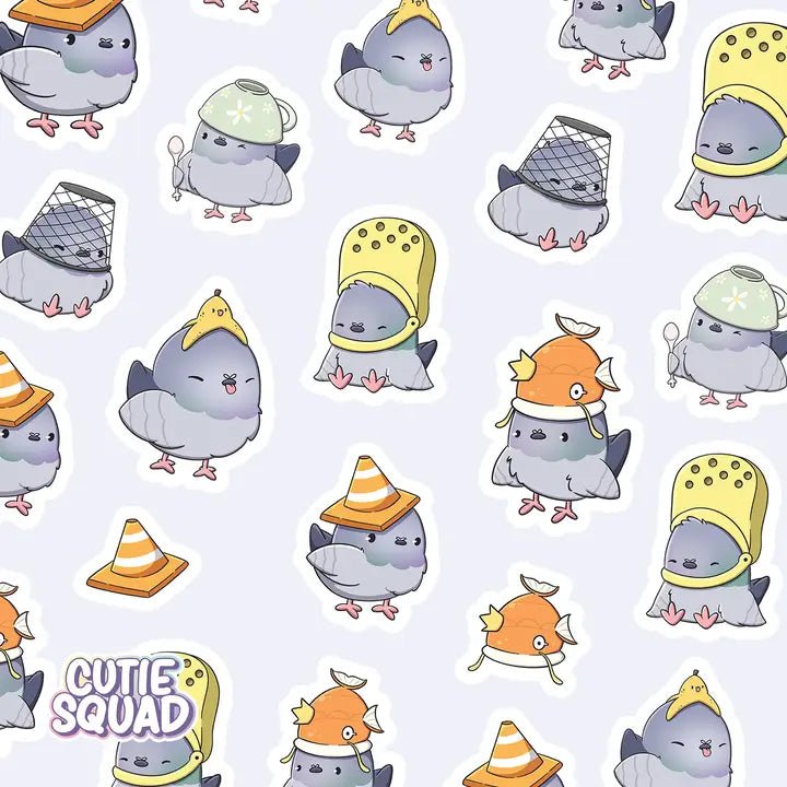 Stickersheet CutieSquad - Pigeon with Hats - 2 - CutieSquad - Tidformera