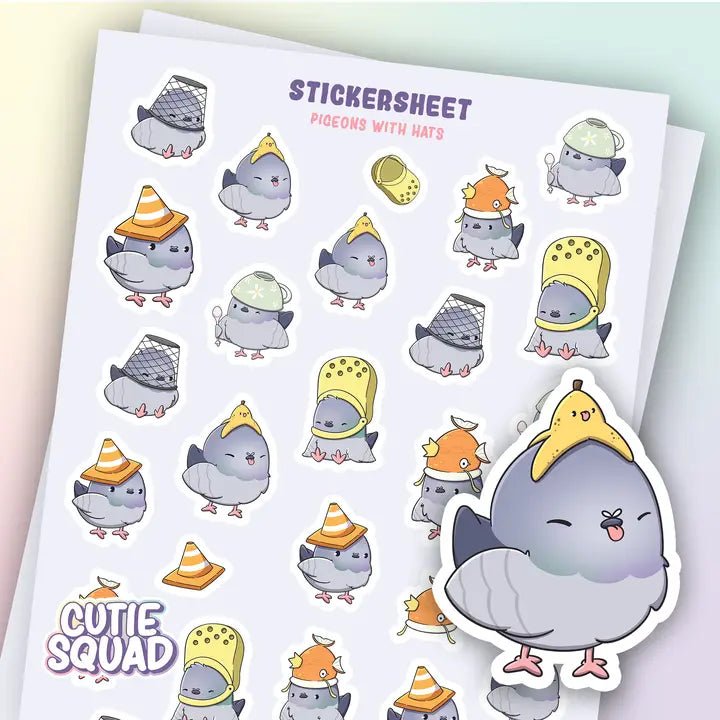 Stickersheet CutieSquad - Pigeon with Hats - 1 - CutieSquad - Tidformera