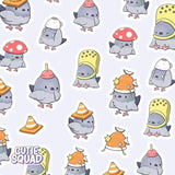 Stickersheet CutieSquad - Pigeons with Hats - 2 - CutieSquad - Tidformera