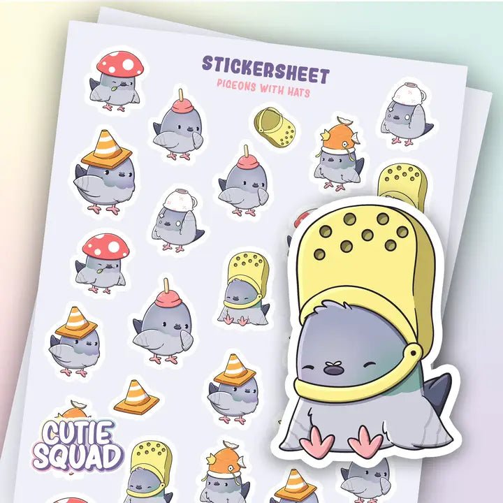 Stickersheet CutieSquad - Pigeons with Hats - 1 - CutieSquad - Tidformera