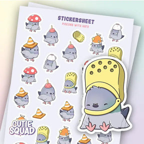 Stickersheet CutieSquad - Pigeons with Hats - 1 - CutieSquad - Tidformera