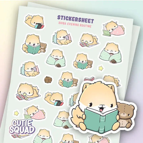 Stickersheet CutieSquad - Shiba Evening Routine - 1 - CutieSquad - Tidformera
