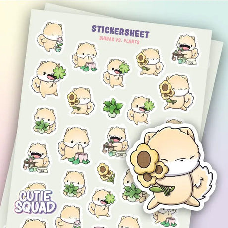 Stickersheet CutieSquad - Shiba Vs. Plants - 1 - CutieSquad - Tidformera