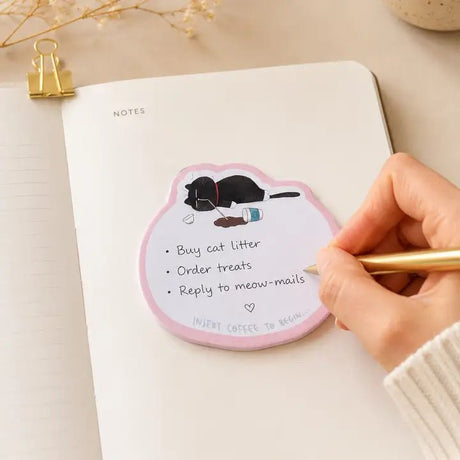 Sticky Notes - Mocha cat - Insert coffee to begin... - 4 - Moonaries illo - Tidformera