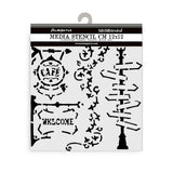 Thick Stencil 12 x 12 cm - Art of Travelling - Street Lamp and Sign - 2 - Stamperia - Tidformera