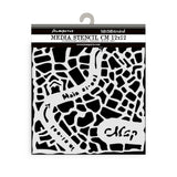 Thick Stencil 12 x 12 cm - Art of Travelling - Street Map - 2 - Stamperia - Tidformera