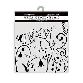 Thick Stencil 12 x 12 cm - Hidden Grove - Flowers - 1 - Stamperia - Tidformera