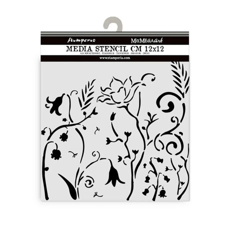 Thick Stencil 12 x 12 cm - Hidden Grove - Flowers - 1 - Stamperia - Tidformera