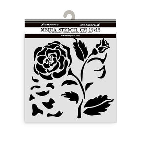 Thick Stencil 12 x 12 cm - House of Roses - Big Rose - 1 - Stamperia - Tidformera