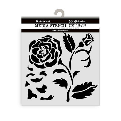 Thick Stencil 12 x 12 cm - House of Roses - Big Rose - 1 - Stamperia - Tidformera