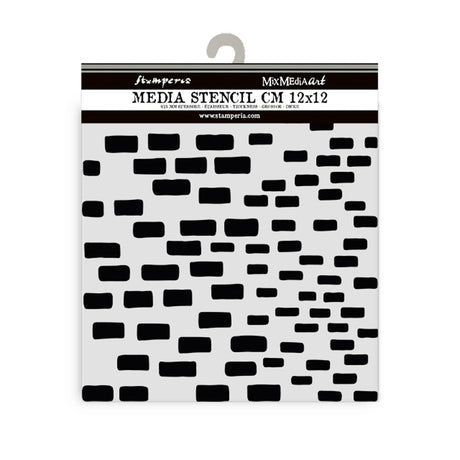 Thick Stencil 12 x 12 cm - Silent Sea - Bricks Pattern från Stamperia - Tidformera