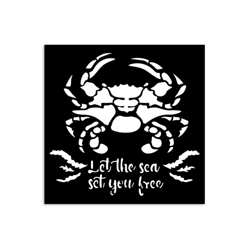 Thick Stencil 12 x 12 cm - Silent Sea - Crab - 2 - Stamperia - Tidformera