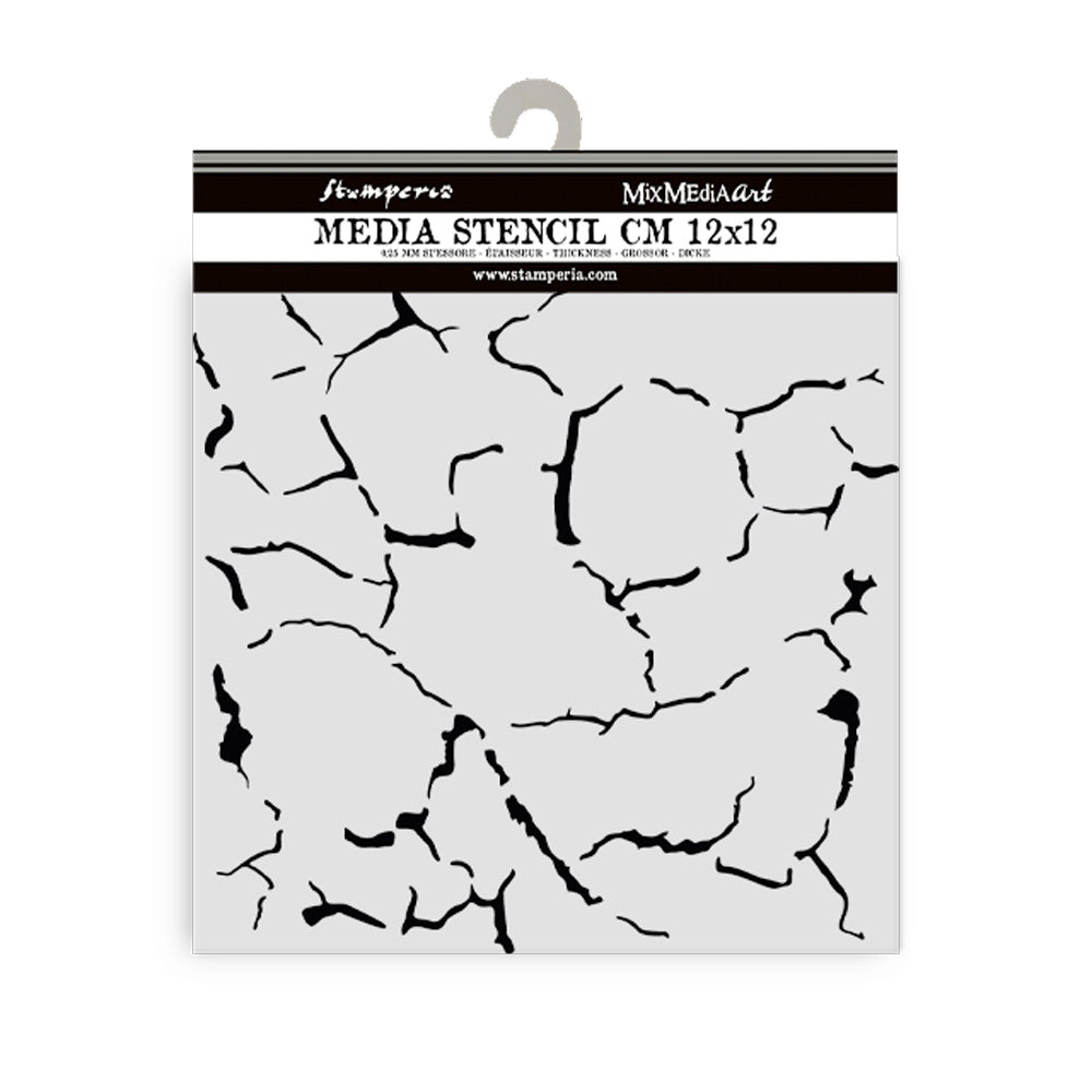 Thick Stencil 12 x 12 cm - Silent Sea - Crackle Pattern från Stamperia - Tidformera