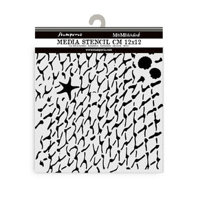 Thick Stencil 12 x 12 cm - Silent Sea - Net från Stamperia - Tidformera