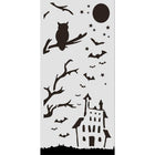 Thick Stencil 12 x 25 cm - Halloween - House and owl - 1 - Stamperia - Tidformera