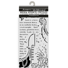 Thick Stencil 12 x 25 cm - Venice City of Art - Gondola - 1 - Stamperia - Tidformera